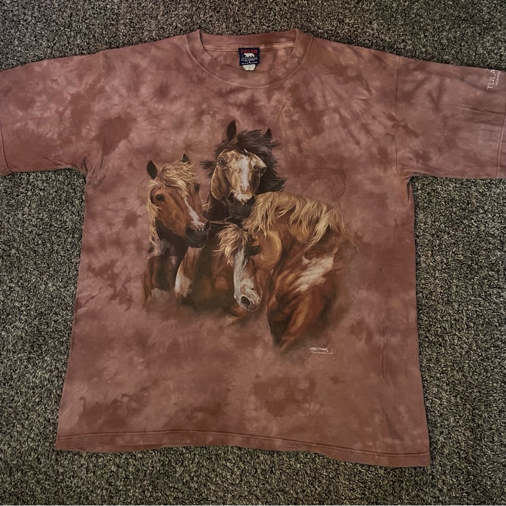 Vintage 90s Polar Equestrian Horse Lovers Tiedye Tulalip Washington Tshirt Large